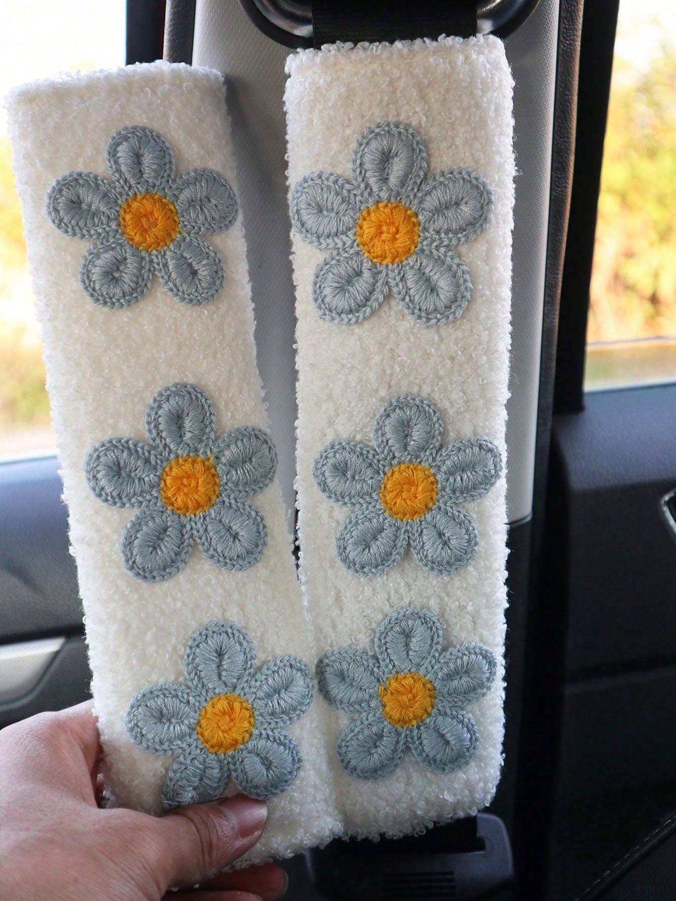 1pc/2pcs Car Seat Belt Shoulder Protector Fresh Floral Car Seat Belt Protector Soft And Comfortable