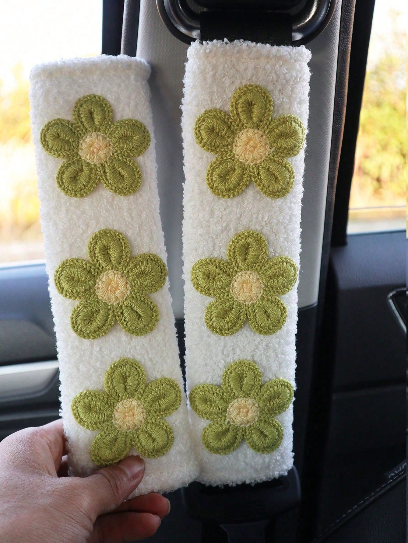1pc/2pcs Car Seat Belt Shoulder Protector Fresh Floral Car Seat Belt Protector Soft And Comfortable