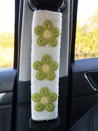 1pc/2pcs Car Seat Belt Shoulder Protector Fresh Floral Car Seat Belt Protector Soft And Comfortable