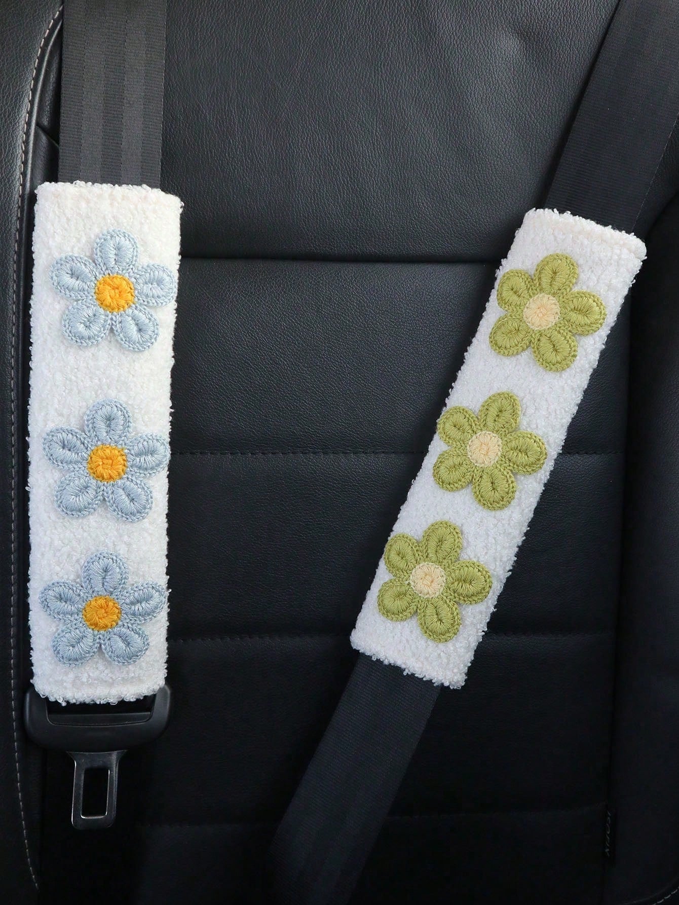 1pc/2pcs Car Seat Belt Shoulder Protector Fresh Floral Car Seat Belt Protector Soft And Comfortable