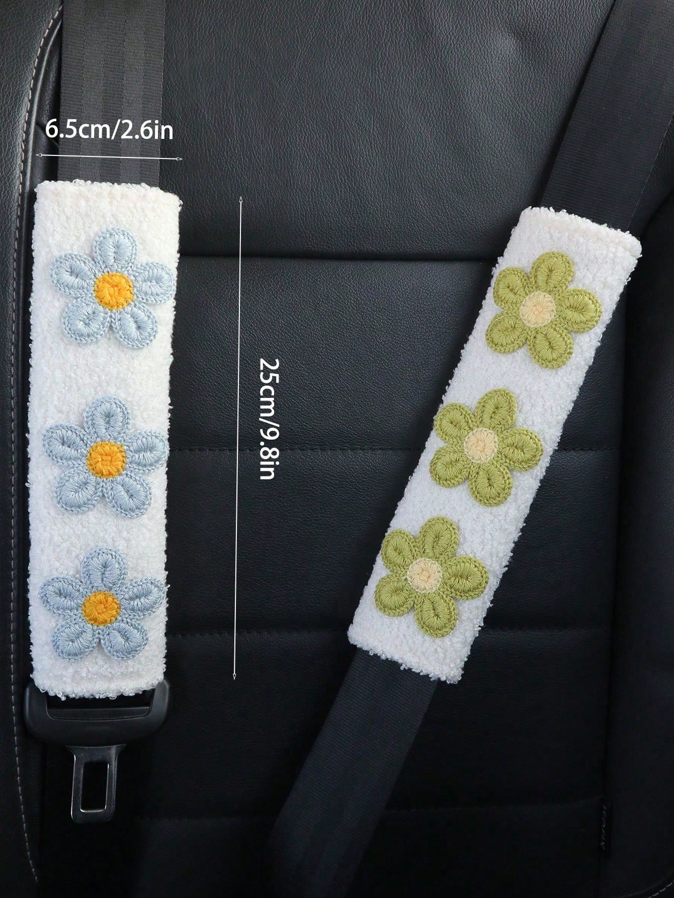 1pc/2pcs Car Seat Belt Shoulder Protector Fresh Floral Car Seat Belt Protector Soft And Comfortable