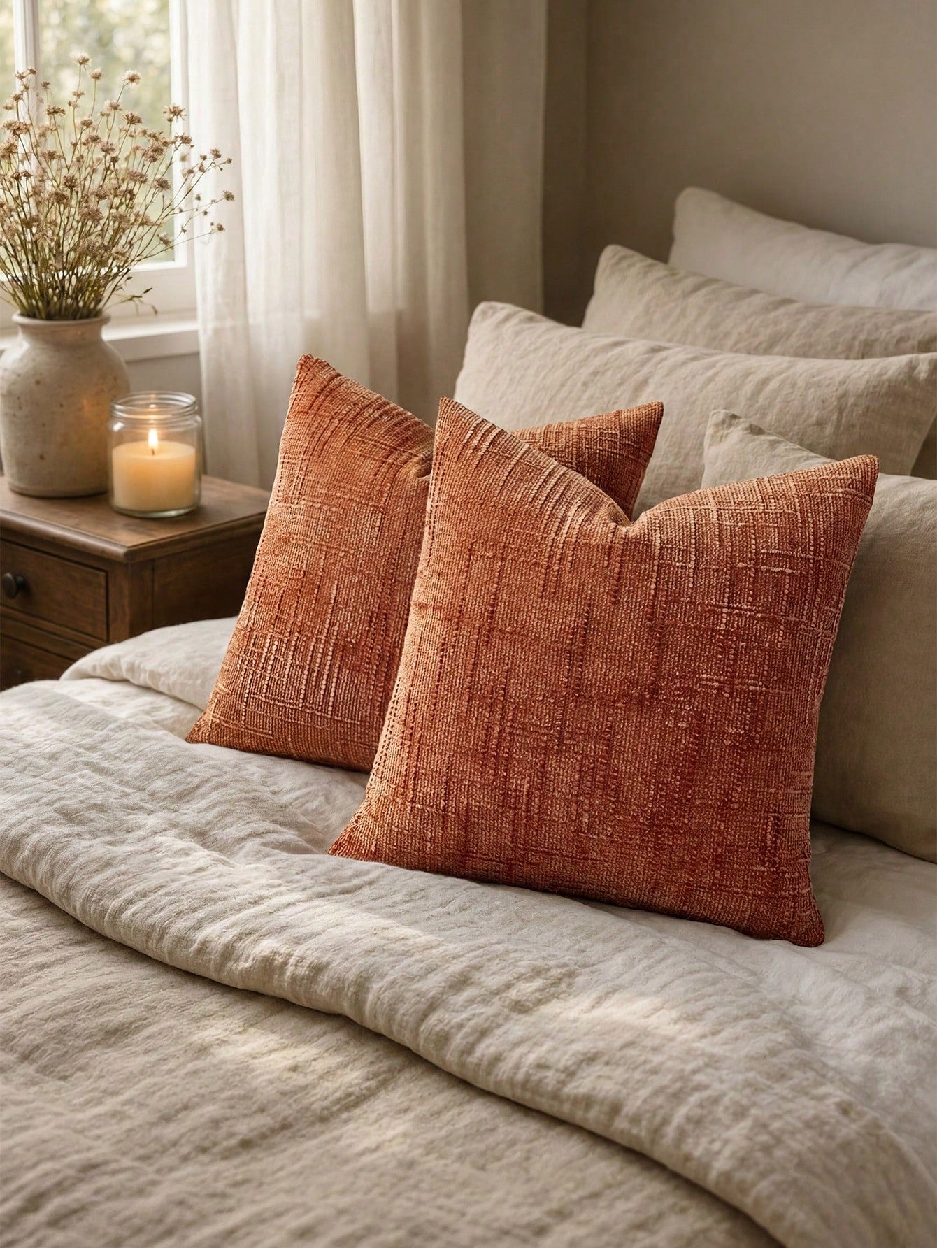 1PC/2PCS Halloween, Halloween Decoration, Caramel Color 3D Textured Chenille Pillowcase 400gsm, High Weight Double-Sided Same Fabric, Vintage Luxury Living Room Sofa Cushion Cover Without Insert