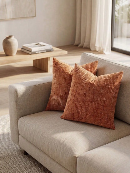 1PC/2PCS Halloween, Halloween Decoration, Caramel Color 3D Textured Chenille Pillowcase 400gsm, High Weight Double-Sided Same Fabric, Vintage Luxury Living Room Sofa Cushion Cover Without Insert