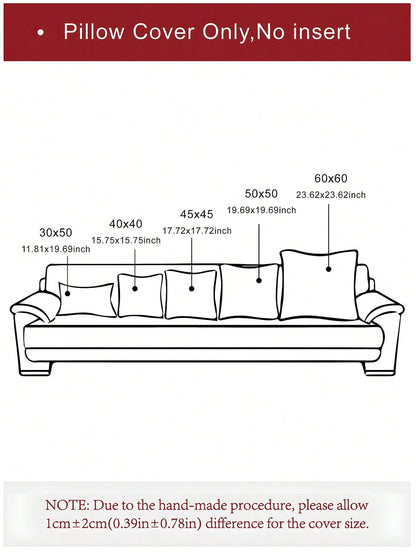 1pc/2pcs Set Semi-Circular Geometric Pattern Pillowcase, Canvas Round Velvet Embroidered Square Cushion Cover, Suitable For Bedroom, Living Room, Sofa, Patio, Garden Decoration And Daily Use, Pillow I