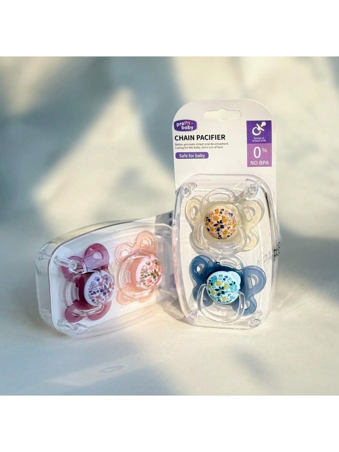 1pc/2pcs Silicone Baby Pacifier With Dust Cover, 100% Silicone Nipple, Orthodontic Infant Pacifier, Newborn Essential, Gentle Care For Baby Skin