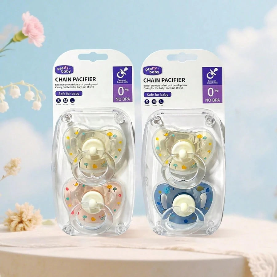 1pc/2pcs Silicone Baby Pacifier With Dust Cover, 100% Silicone Nipple, Orthodontic Infant Pacifier, Newborn Essential, Gentle Care For Baby Skin