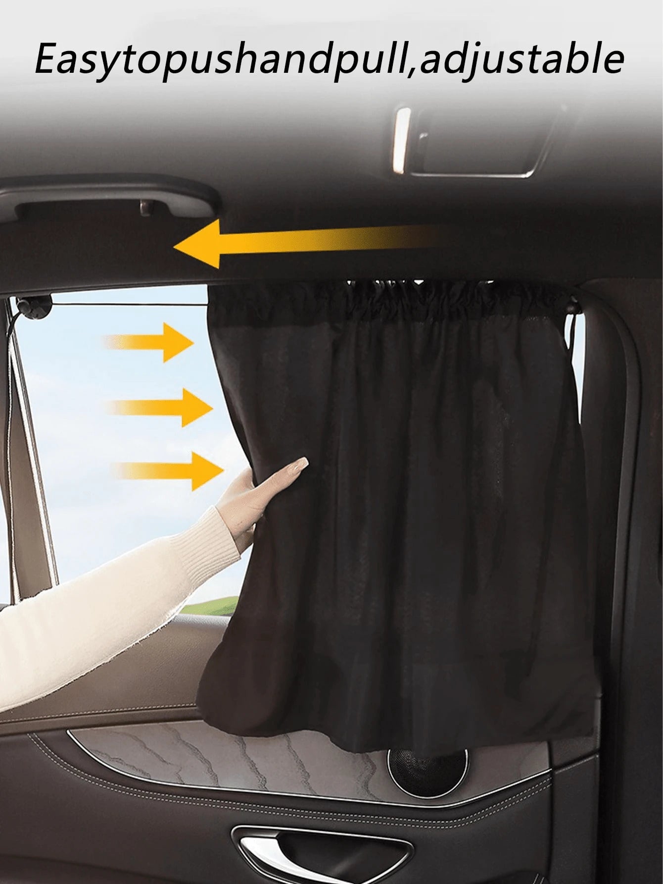 1pc/2pcs Suction Cup Car Window Sunshade, Thick Fabric Blocks UV Rays And Heat, Adjustable Design Ensures Privacy, Easy Installation, Suitable For Most Car Models