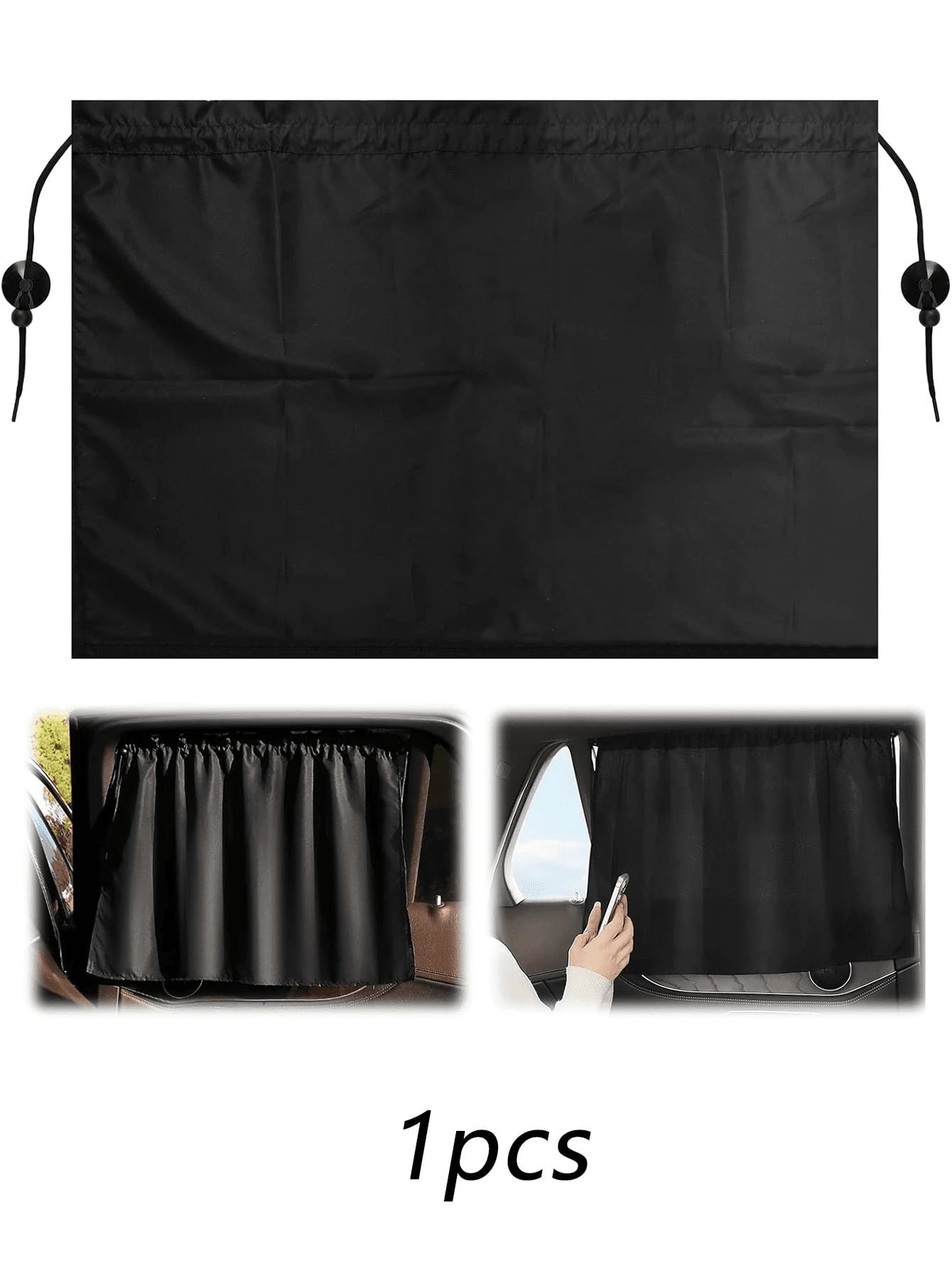 1pc/2pcs Suction Cup Car Window Sunshade, Thick Fabric Blocks UV Rays And Heat, Adjustable Design Ensures Privacy, Easy Installation, Suitable For Most Car Models