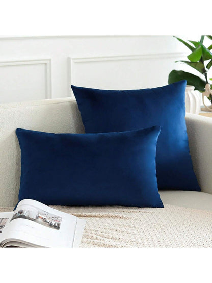 1pc/2pcs Velvet Solid Navy Blue Decorative Throw Pillow Cover (Pillow Insert Not Included), Square Cushion Cover, Holiday Home Decor Pillow, Soft & Comfortable Linen-Like Fabric, Modern Decor For Sofa