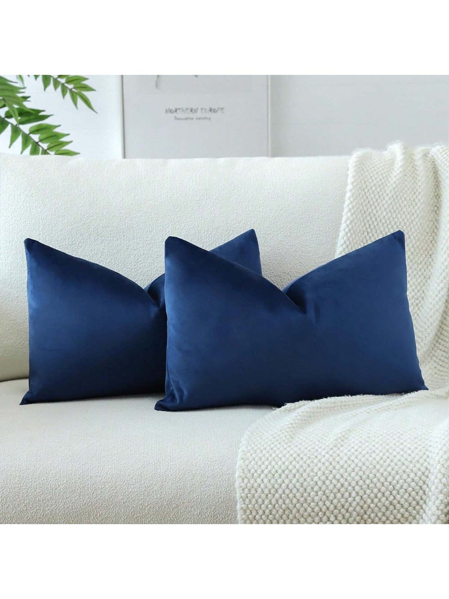 1pc/2pcs Velvet Solid Navy Blue Decorative Throw Pillow Cover (Pillow Insert Not Included), Square Cushion Cover, Holiday Home Decor Pillow, Soft & Comfortable Linen-Like Fabric, Modern Decor For Sofa