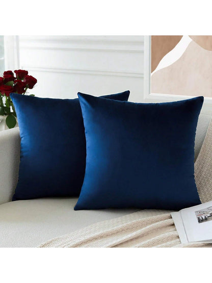 1pc/2pcs Velvet Solid Navy Blue Decorative Throw Pillow Cover (Pillow Insert Not Included), Square Cushion Cover, Holiday Home Decor Pillow, Soft & Comfortable Linen-Like Fabric, Modern Decor For Sofa