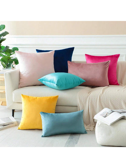 1pc/2pcs Velvet Solid Navy Blue Decorative Throw Pillow Cover (Pillow Insert Not Included), Square Cushion Cover, Holiday Home Decor Pillow, Soft & Comfortable Linen-Like Fabric, Modern Decor For Sofa