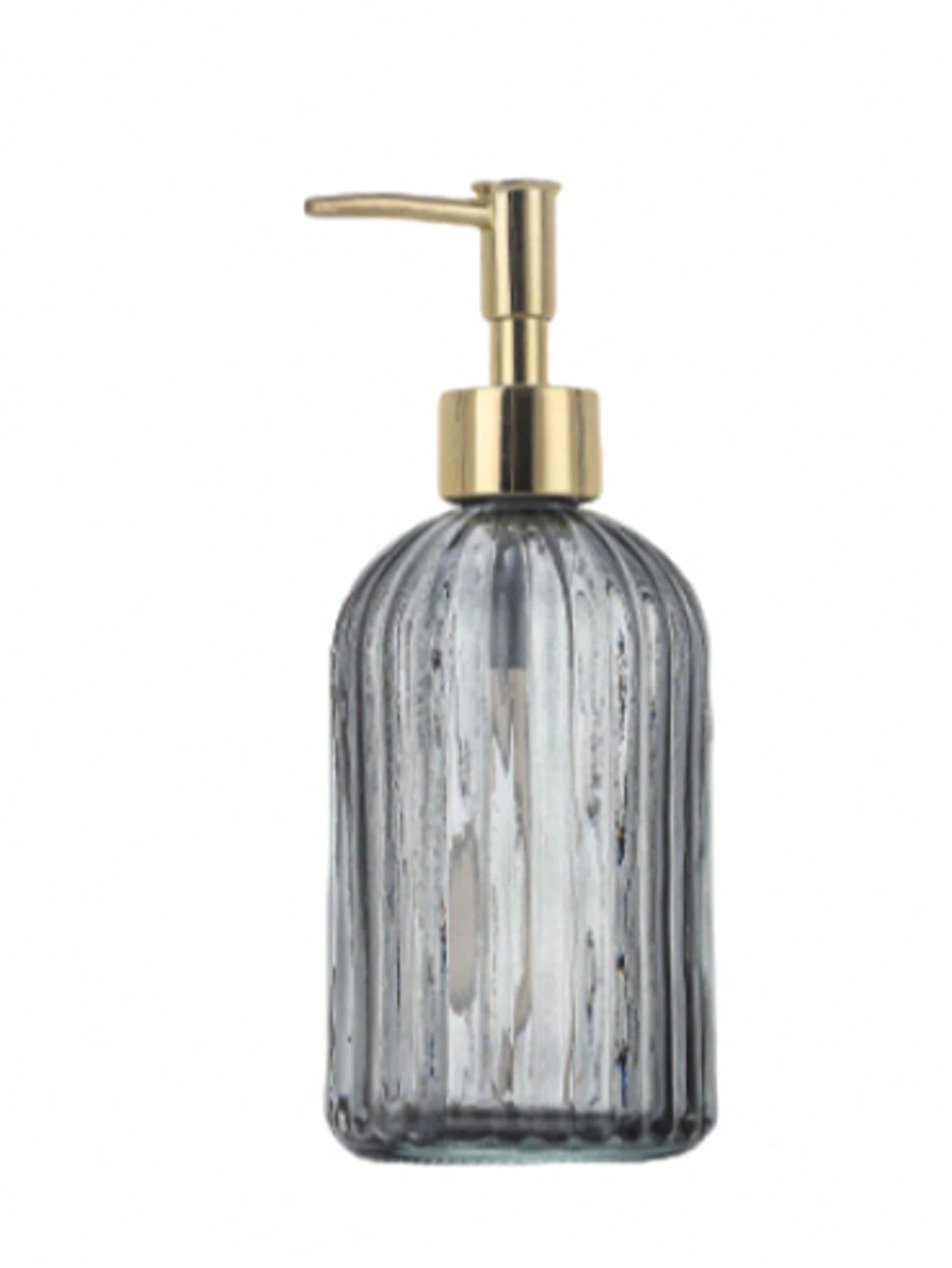 1pc 350ml Glass Soap Dispenser With Rust-Resistant Stainless Steel Pump Head, Vertical Stripe Design, Premium Bathroom Soap Dispenser, Suitable For Kitchen And Bathroom