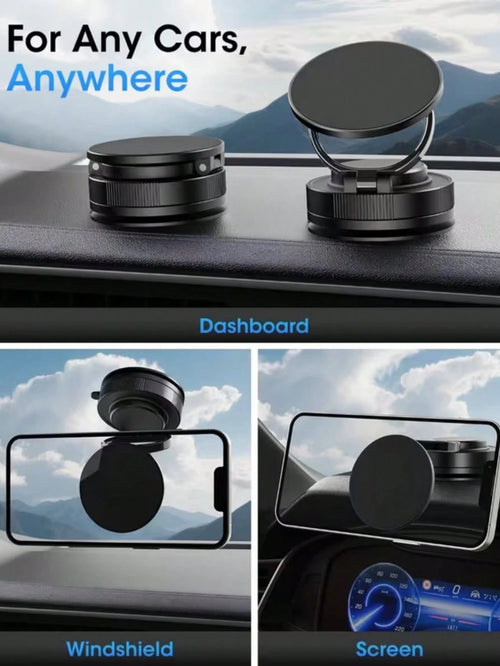 1pc 360° Adjustable Magnetic Car Phone Holder, Hands-Free Suction Cup Magnetic Phone Mount, Universal Stable Dashboard & Windshield Phone Bracket, Suitable For All Smartphones, Convenient Driving Navi