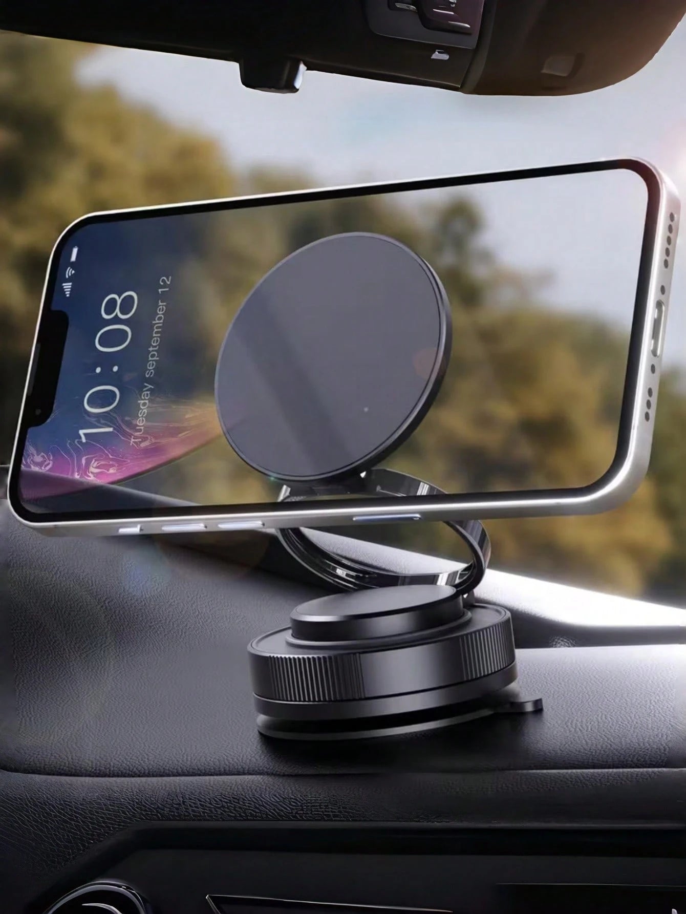 1pc 360° Adjustable Magnetic Car Phone Holder, Hands-Free Suction Cup Magnetic Phone Mount, Universal Stable Dashboard & Windshield Phone Bracket, Suitable For All Smartphones, Convenient Driving Navi