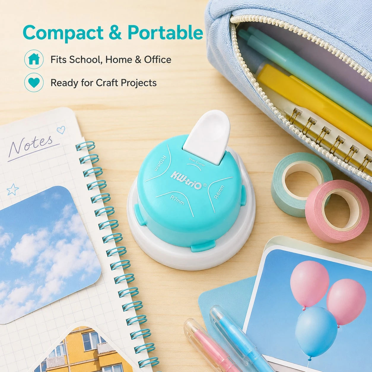 1pc 4-In-1 Corner Rounder Punch, R4/R7/R10 & Inner Corner Paper Cutter For Photos, Cards, Flashcards & School Crafts