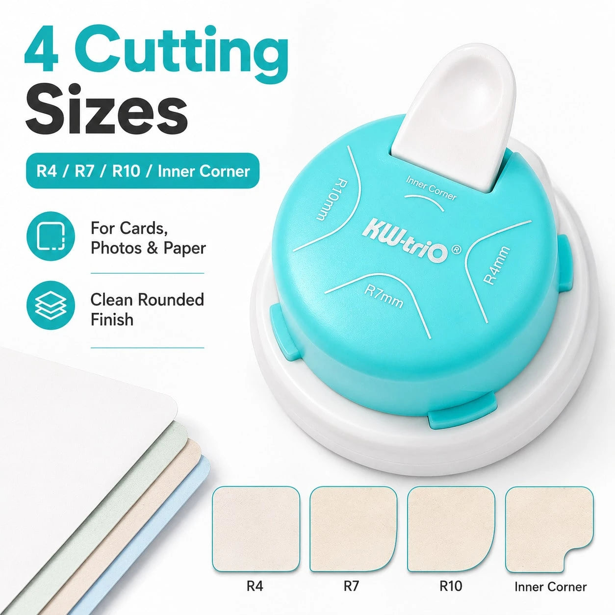 1pc 4-In-1 Corner Rounder Punch, R4/R7/R10 & Inner Corner Paper Cutter For Photos, Cards, Flashcards & School Crafts