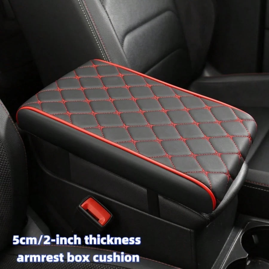 1pc 5cm/2in Thick Car Armrest Pad, Thickened Center Console Cushion, PU Leather Material, Elegant Star Pattern, Solves Pet Damage To Car Interior, Makes Your Journey Pleasant