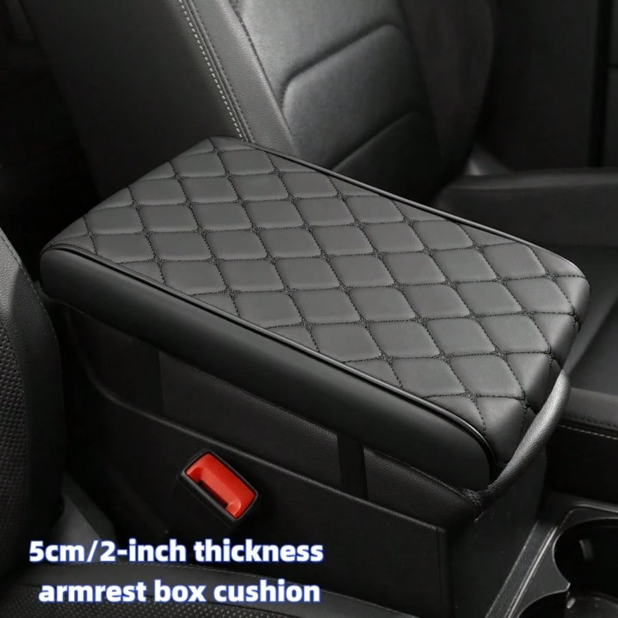 1pc 5cm/2in Thick Car Armrest Pad, Thickened Center Console Cushion, PU Leather Material, Elegant Star Pattern, Solves Pet Damage To Car Interior, Makes Your Journey Pleasant
