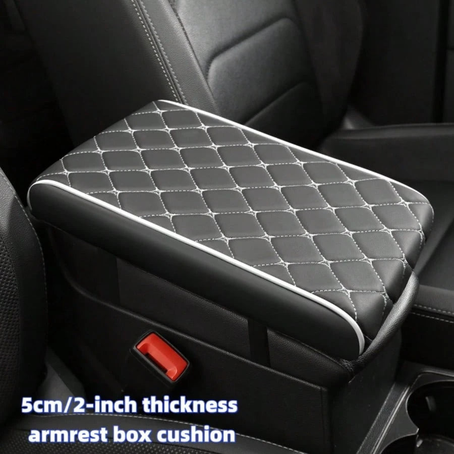 1pc 5cm/2in Thick Car Armrest Pad, Thickened Center Console Cushion, PU Leather Material, Elegant Star Pattern, Solves Pet Damage To Car Interior, Makes Your Journey Pleasant