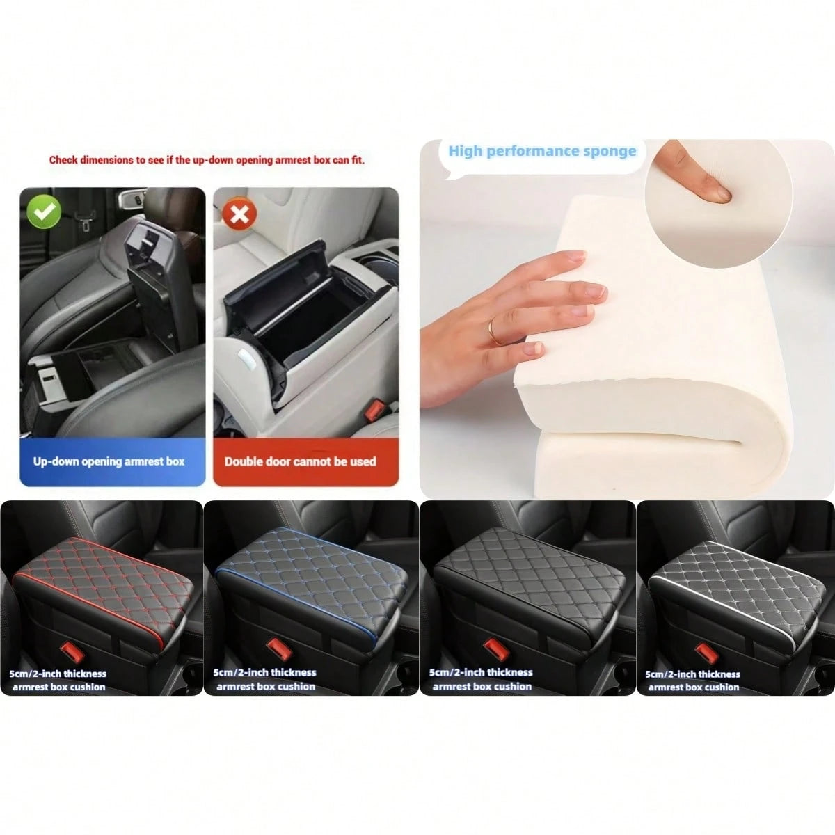 1pc 5cm/2in Thick Car Armrest Pad, Thickened Center Console Cushion, PU Leather Material, Elegant Star Pattern, Solves Pet Damage To Car Interior, Makes Your Journey Pleasant