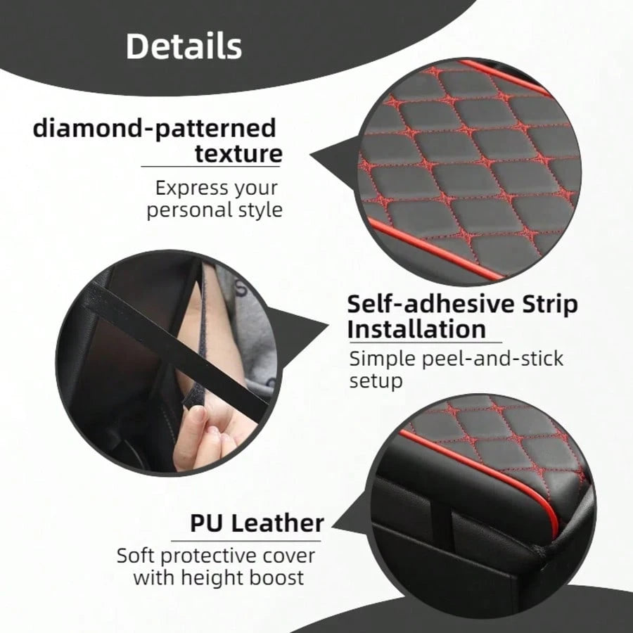 1pc 5cm/2in Thick Car Armrest Pad, Thickened Center Console Cushion, PU Leather Material, Elegant Star Pattern, Solves Pet Damage To Car Interior, Makes Your Journey Pleasant