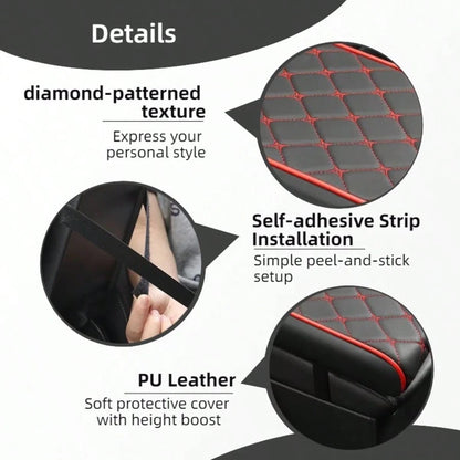 1pc 5cm/2in Thick Car Armrest Pad, Thickened Center Console Cushion, PU Leather Material, Elegant Star Pattern, Solves Pet Damage To Car Interior, Makes Your Journey Pleasant