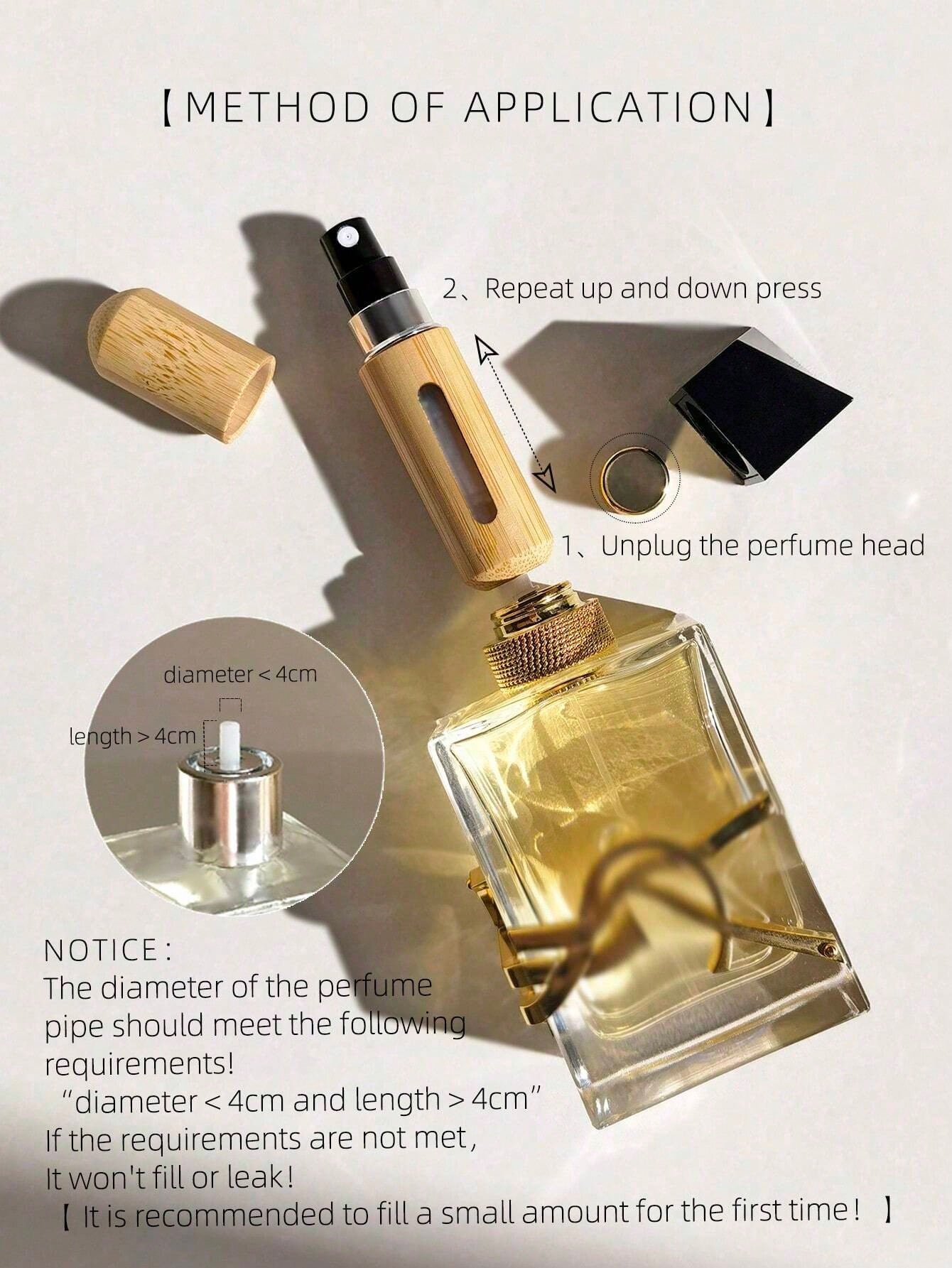 1pc 5ml And 1pc 8ml Perfume Atomizer Bottle With Bamboo Shell, Small Refillable Spray Bottle,Travel Essentials,Back To School,Travel,Dorm Room Essentials College,Travel Essential