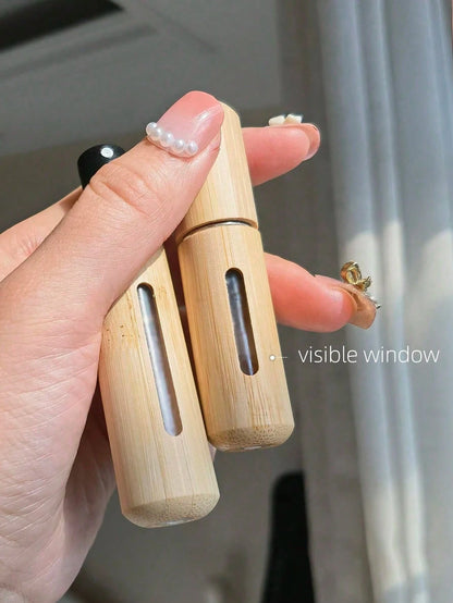 1pc 5ml And 1pc 8ml Perfume Atomizer Bottle With Bamboo Shell, Small Refillable Spray Bottle,Travel Essentials,Back To School,Travel,Dorm Room Essentials College,Travel Essential