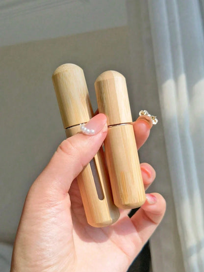 1pc 5ml And 1pc 8ml Perfume Atomizer Bottle With Bamboo Shell, Small Refillable Spray Bottle,Travel Essentials,Back To School,Travel,Dorm Room Essentials College,Travel Essential