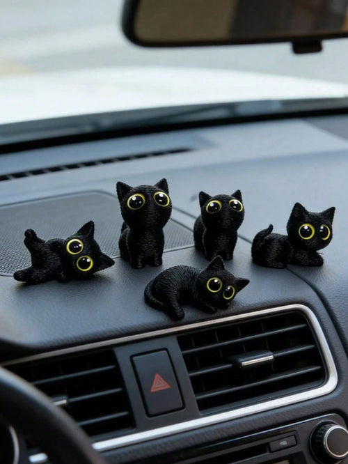 1pc/5pcs Cute Big-Eyed Cat Car Decor Ornament, Automotive Interior Decoration