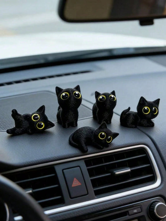 1pc/5pcs Cute Big-Eyed Cat Car Decor Ornament, Automotive Interior Decoration