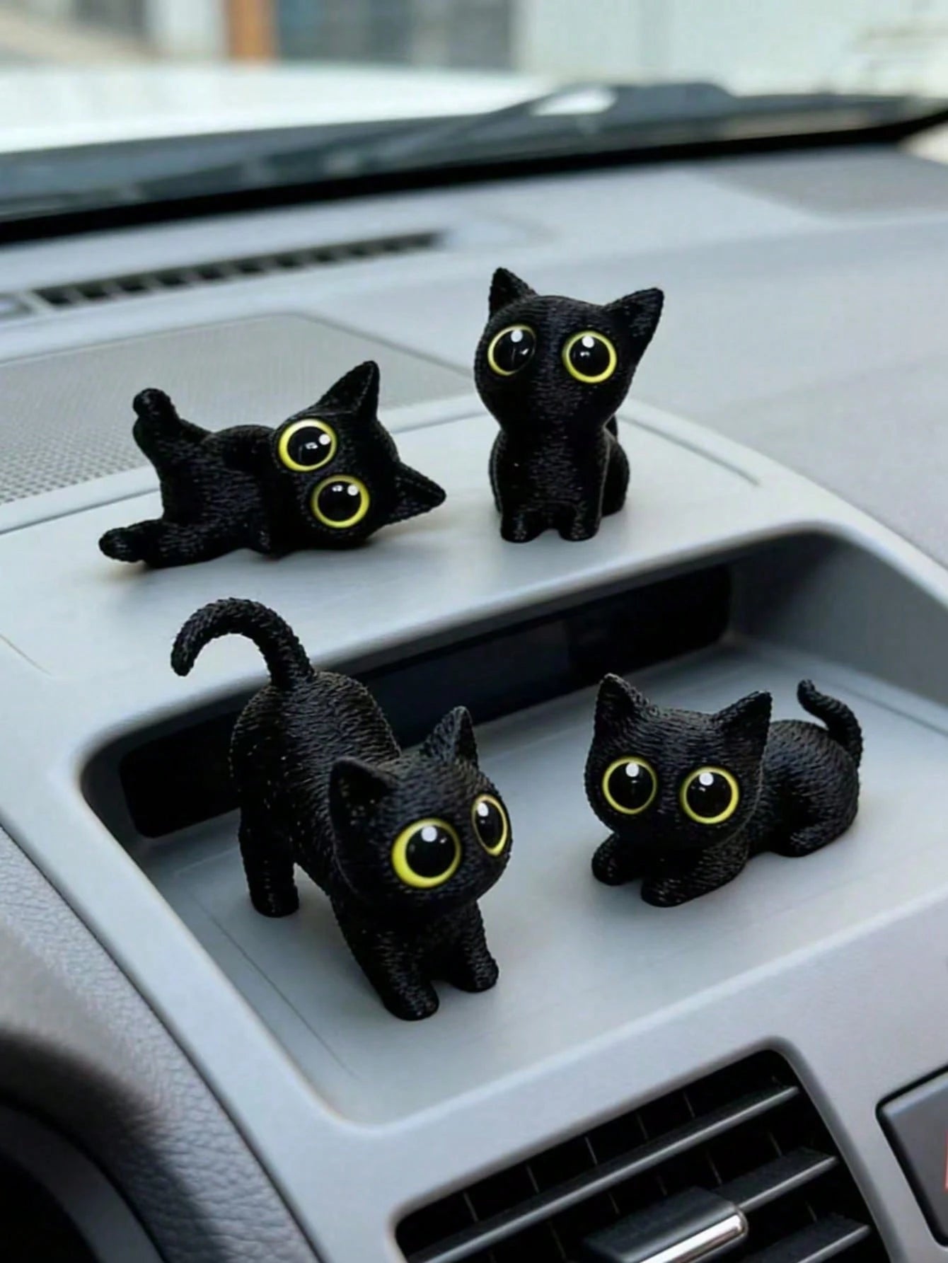 1pc/5pcs Cute Big-Eyed Cat Car Decor Ornament, Automotive Interior Decoration