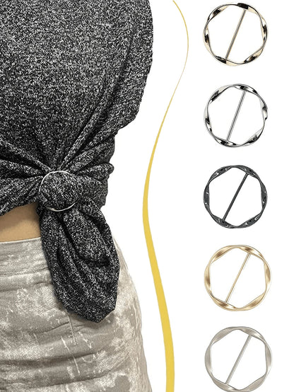 1Pc/5Pcs Multi-Functional Alloy Buckle Set, Women Round Shirt Tie Clips Waist Cinch Fasteners, Fashion Decor Outfit Accessory Adjust Shirt Length For Slim Figure, Ideal Decor For Work Casual Party Dai