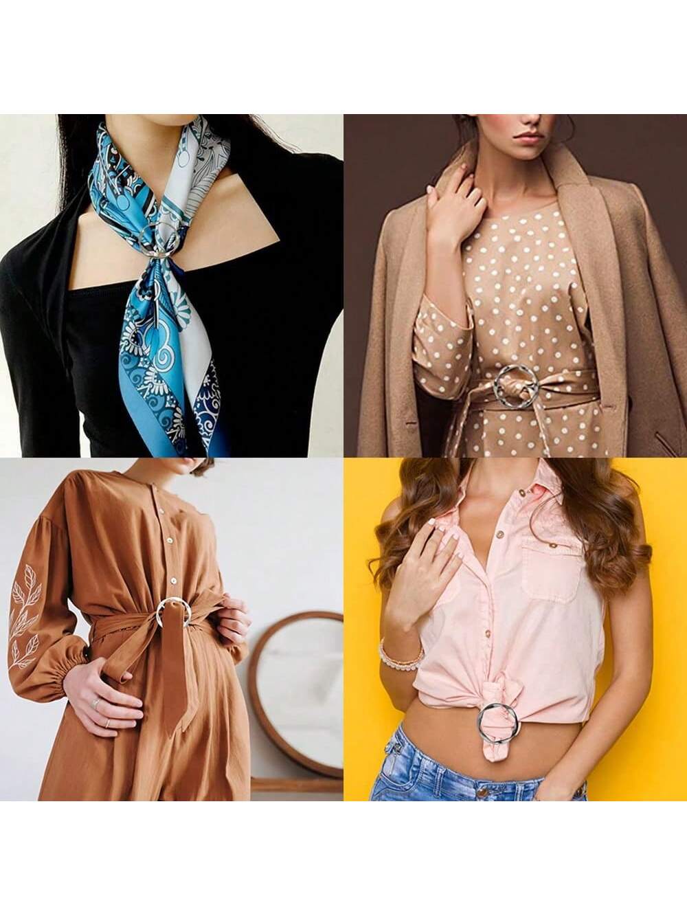 1Pc/5Pcs Multi-Functional Alloy Buckle Set, Women Round Shirt Tie Clips Waist Cinch Fasteners, Fashion Decor Outfit Accessory Adjust Shirt Length For Slim Figure, Ideal Decor For Work Casual Party Dai