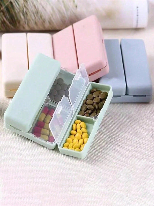 1Pc 7-Day Pill Organizer Box, Divided Design, Suitable For Travel, Store Medicines, Vitamins And Fish Oil Supplements, Foldable Double-Layer Storage Box, Magnetic 7-Compartment Pill Case