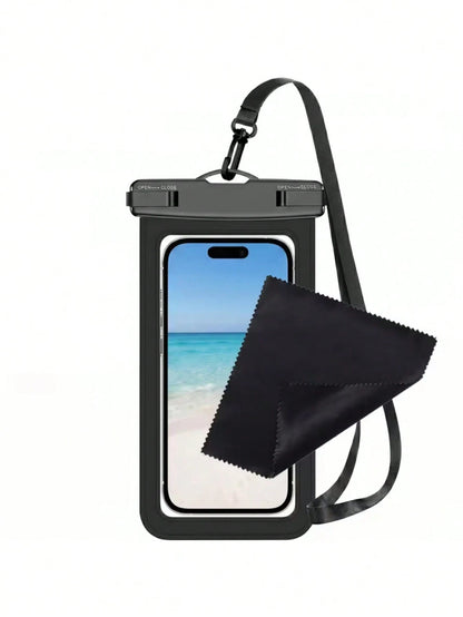 1Pc 8 Inch Waterproof Phone Pouch With 1 Cleaning Cloth, Universal Dry Bag For Drifting Skiing Water Sports, Compatible With IPhone 17/16/15/14/12/11 Pro Max XS Plus, Xia O M I 17/14 Pro, Sa M Sun G G