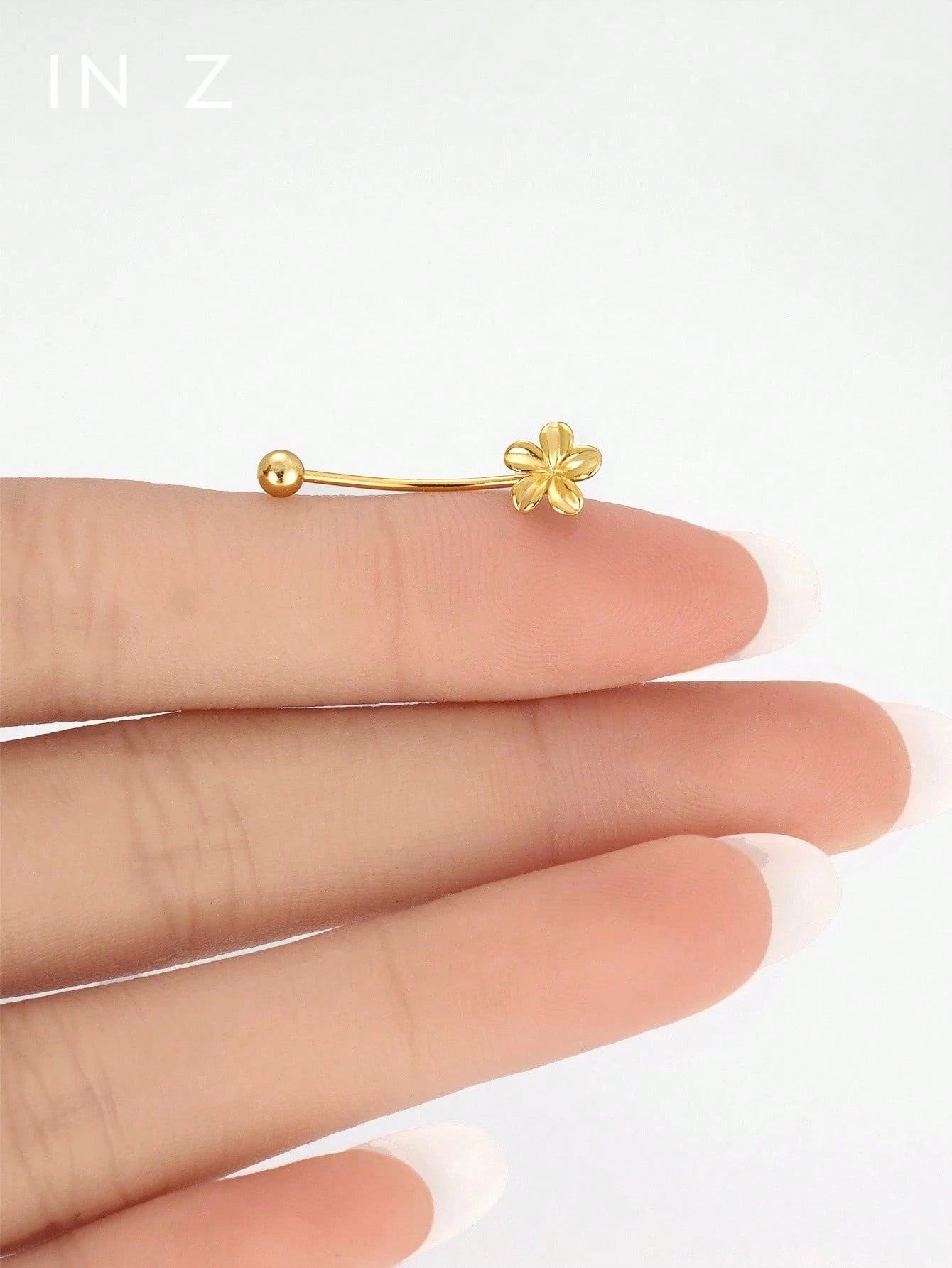 1pc 925 Sterling Silver 5-Petal Flower Belly Ring, Polished 3D 5-Petal Flower Gold Belly Ring, Women's Daily Wear Anniversary Birthday Beach Vacation Belly Jewelry