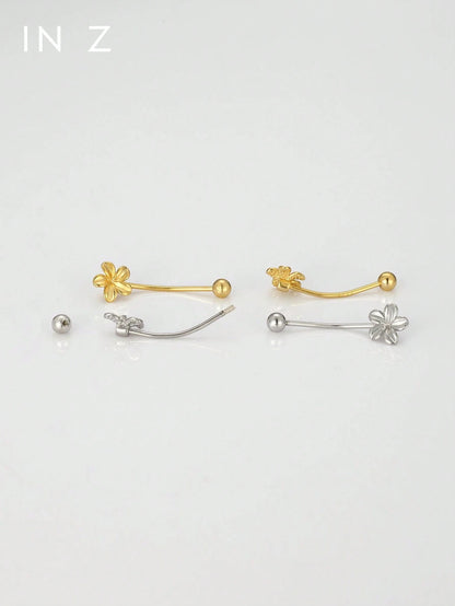 1pc 925 Sterling Silver 5-Petal Flower Belly Ring, Polished 3D 5-Petal Flower Gold Belly Ring, Women's Daily Wear Anniversary Birthday Beach Vacation Belly Jewelry