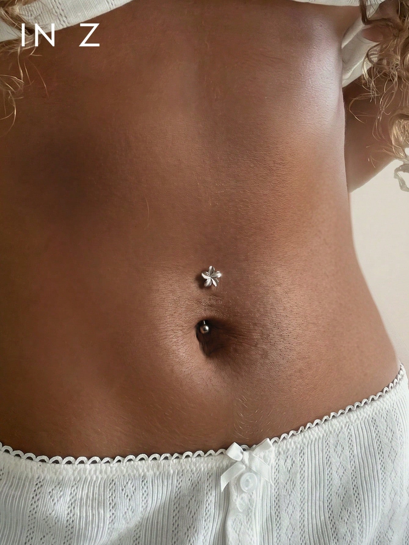 1pc 925 Sterling Silver 5-Petal Flower Belly Ring, Polished 3D 5-Petal Flower Gold Belly Ring, Women's Daily Wear Anniversary Birthday Beach Vacation Belly Jewelry