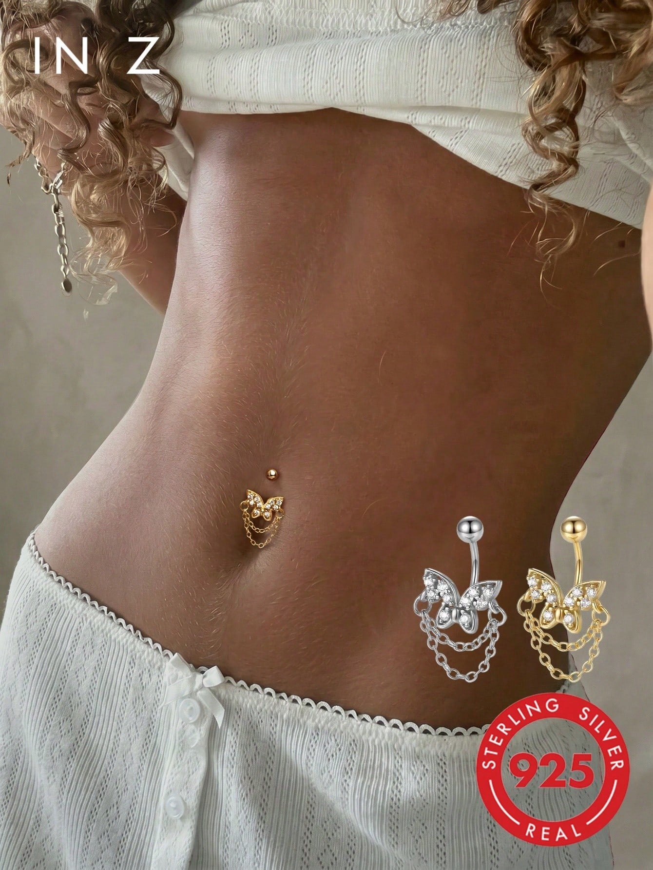 1pc 925 Sterling Silver 5-Petal Flower Belly Ring, Polished 3D 5-Petal Flower Gold Belly Ring, Women's Daily Wear Anniversary Birthday Beach Vacation Belly Jewelry