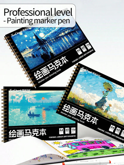 1pc A4 Marker Paper Sketchbook For Hand-Drawn Manga, Drawing, Sketching, Art Students, Marker Painting, Doodle, Blank Drawing Paper Set