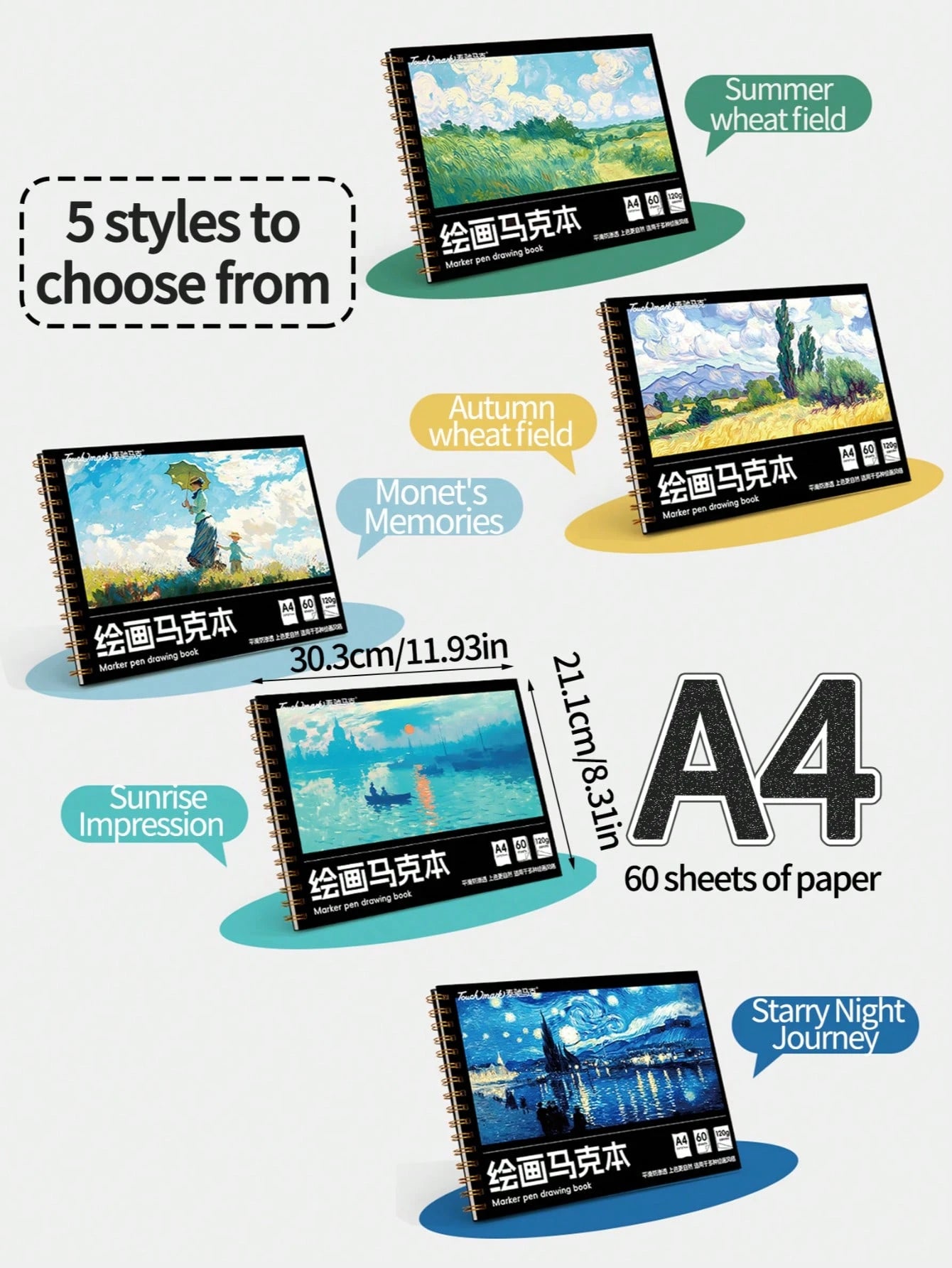1pc A4 Marker Paper Sketchbook For Hand-Drawn Manga, Drawing, Sketching, Art Students, Marker Painting, Doodle, Blank Drawing Paper Set