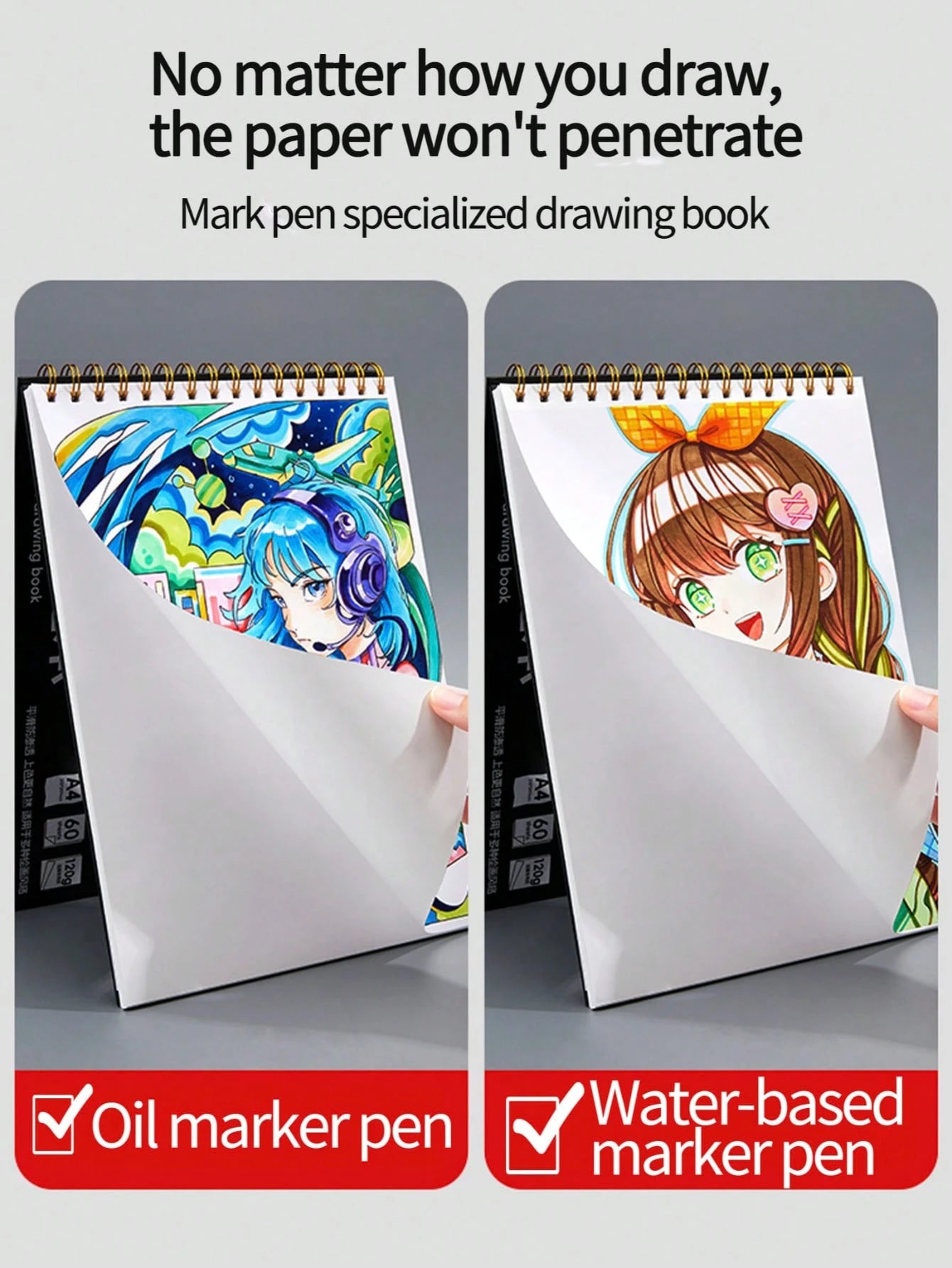 1pc A4 Marker Paper Sketchbook For Hand-Drawn Manga, Drawing, Sketching, Art Students, Marker Painting, Doodle, Blank Drawing Paper Set