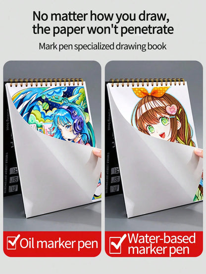1pc A4 Marker Paper Sketchbook For Hand-Drawn Manga, Drawing, Sketching, Art Students, Marker Painting, Doodle, Blank Drawing Paper Set