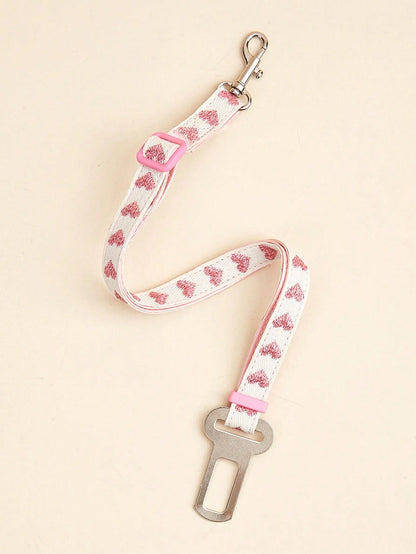 1pc Adjustable Pet Car Seat Belt With Heart Pattern, Suitable For Small Dogs And Cats For Driving