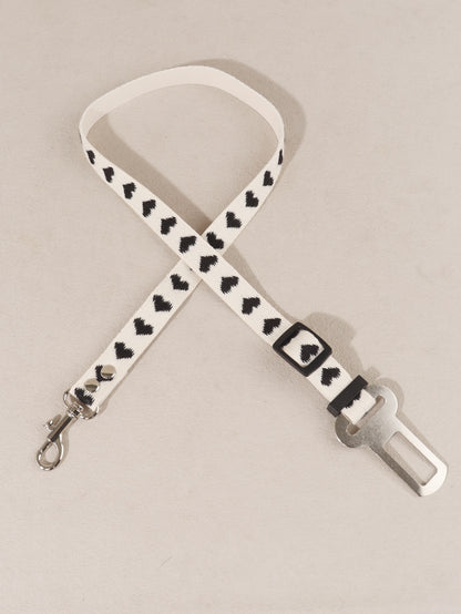1pc Adjustable Pet Car Seat Belt With Heart Pattern, Suitable For Small Dogs And Cats For Driving