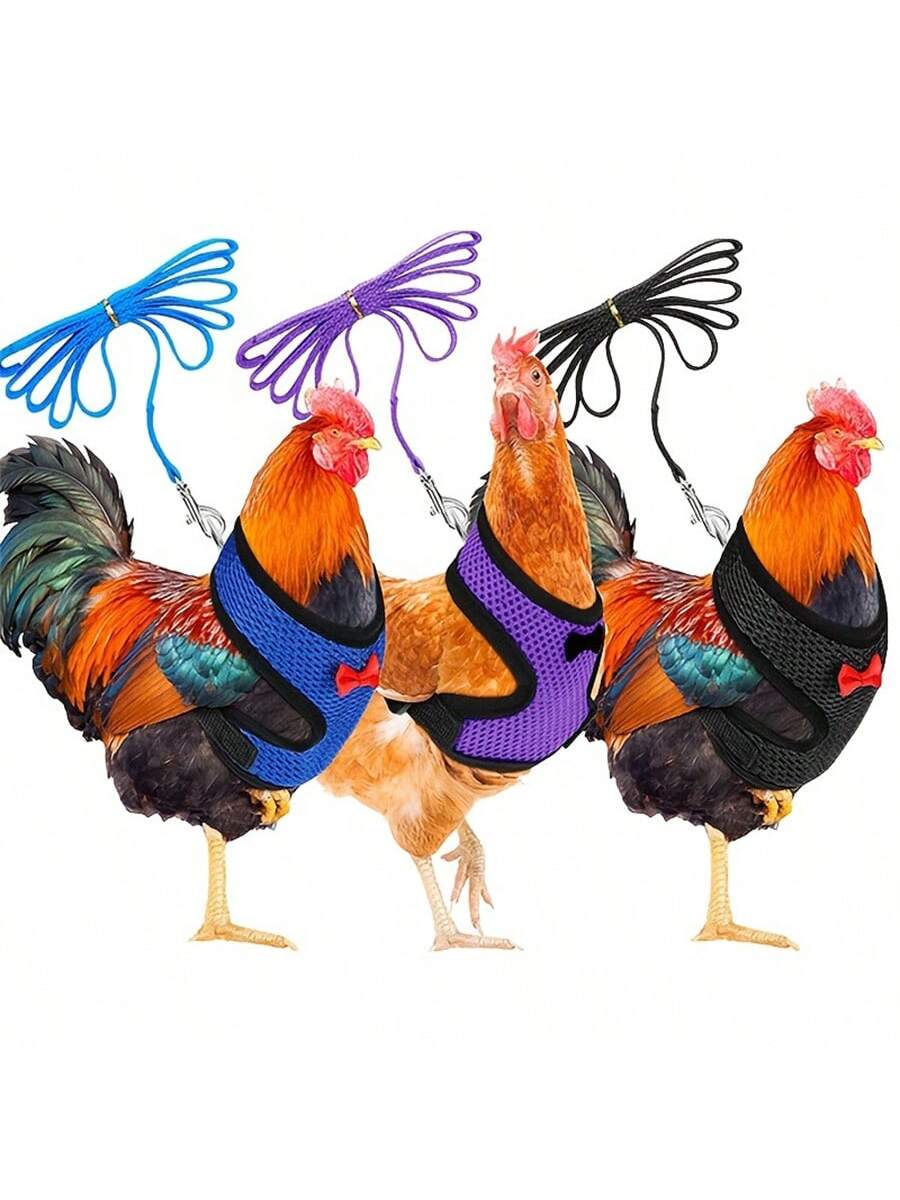 1pc Adjustable Poultry Harness With Leash, Suitable For Chickens, Ducks, Geese- Comfortable Breathable Mesh Chicken Vest