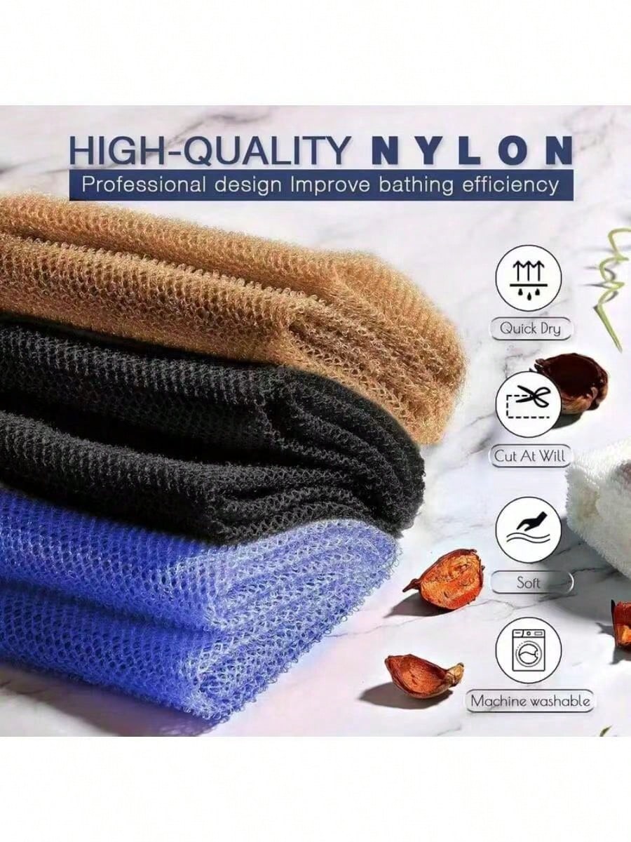 1pc African Mesh Bath Sponge, Unisex Durable Exfoliating Bath Sponge, Stretchable Up To 66 Inches, For Body Scrubbing, Makes Skin Smooth