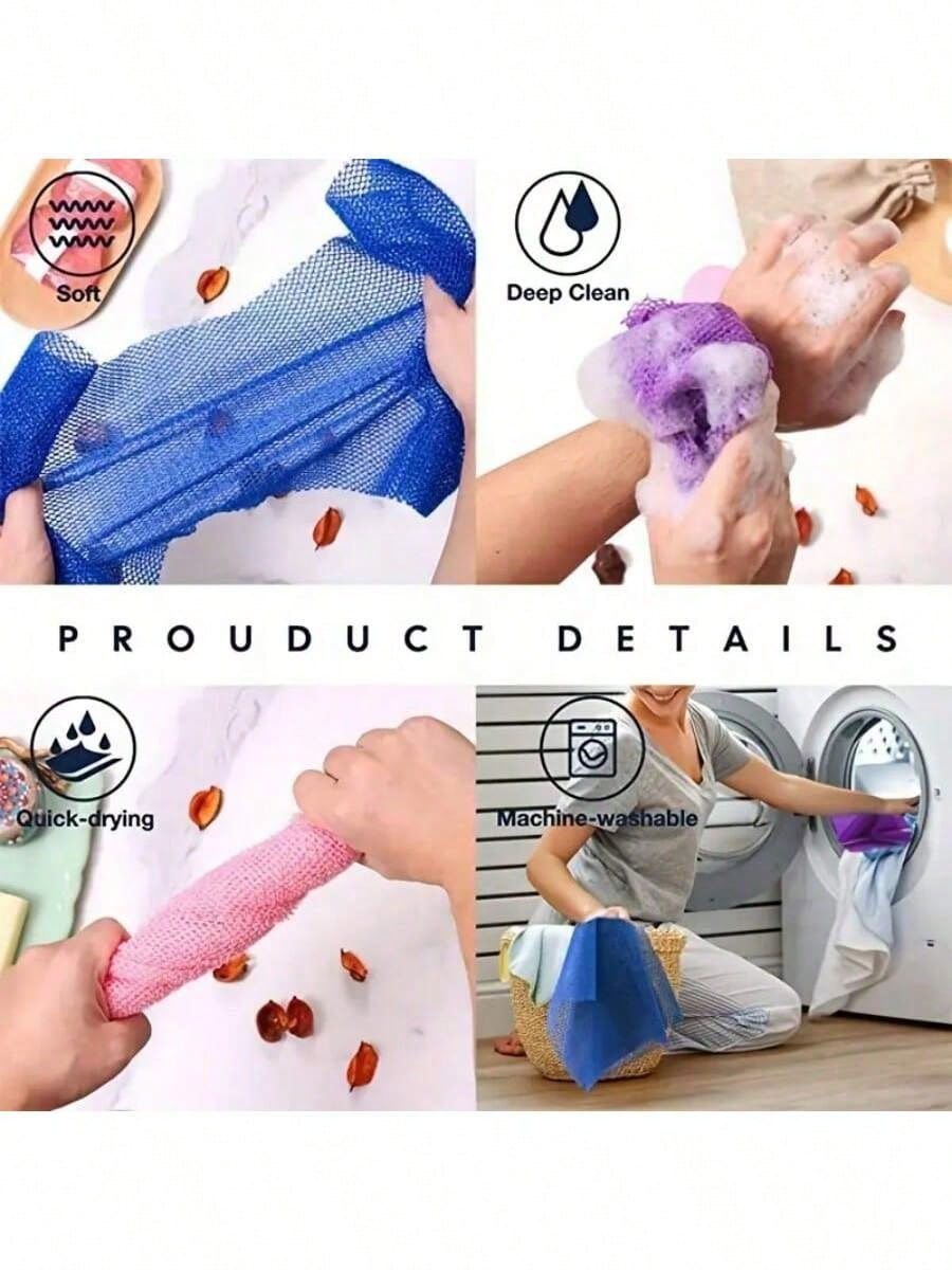 1pc African Mesh Bath Sponge, Unisex Durable Exfoliating Bath Sponge, Stretchable Up To 66 Inches, For Body Scrubbing, Makes Skin Smooth